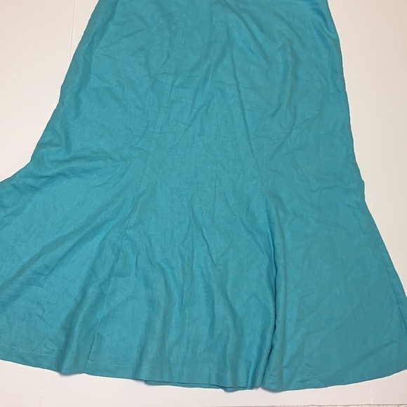 Margareta “Irene 2” Vintage Turquoise Linen A-Line Skirt - Women’s Size 14 - Picture 5 of 8